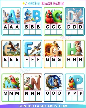 Alphabet Recognition Uppercase Letters Birds Worksheet Ver. 1C