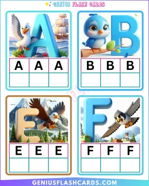 Printable Alphabet Recognition Uppercase Letters Birds Worksheet Ver. 1C