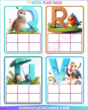 Printable-alphabet-recognition-uppercase-letters-birds-blank-worksheet-Flashcards